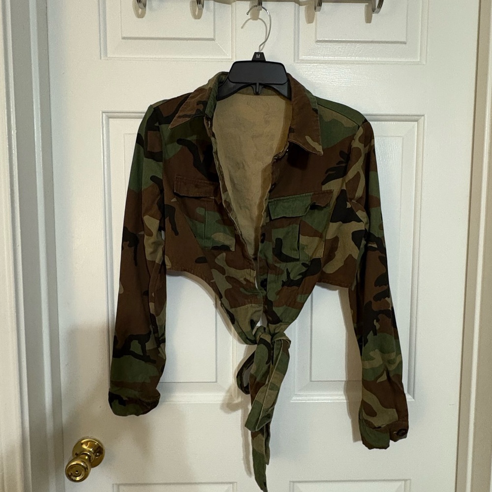 Camouflage Tie-Front Jacket